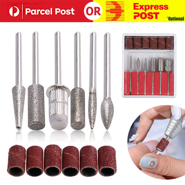 6PCS Electric Nail Drill Bits Set 3/32 Shank Size Sanding Bands Filing File 83