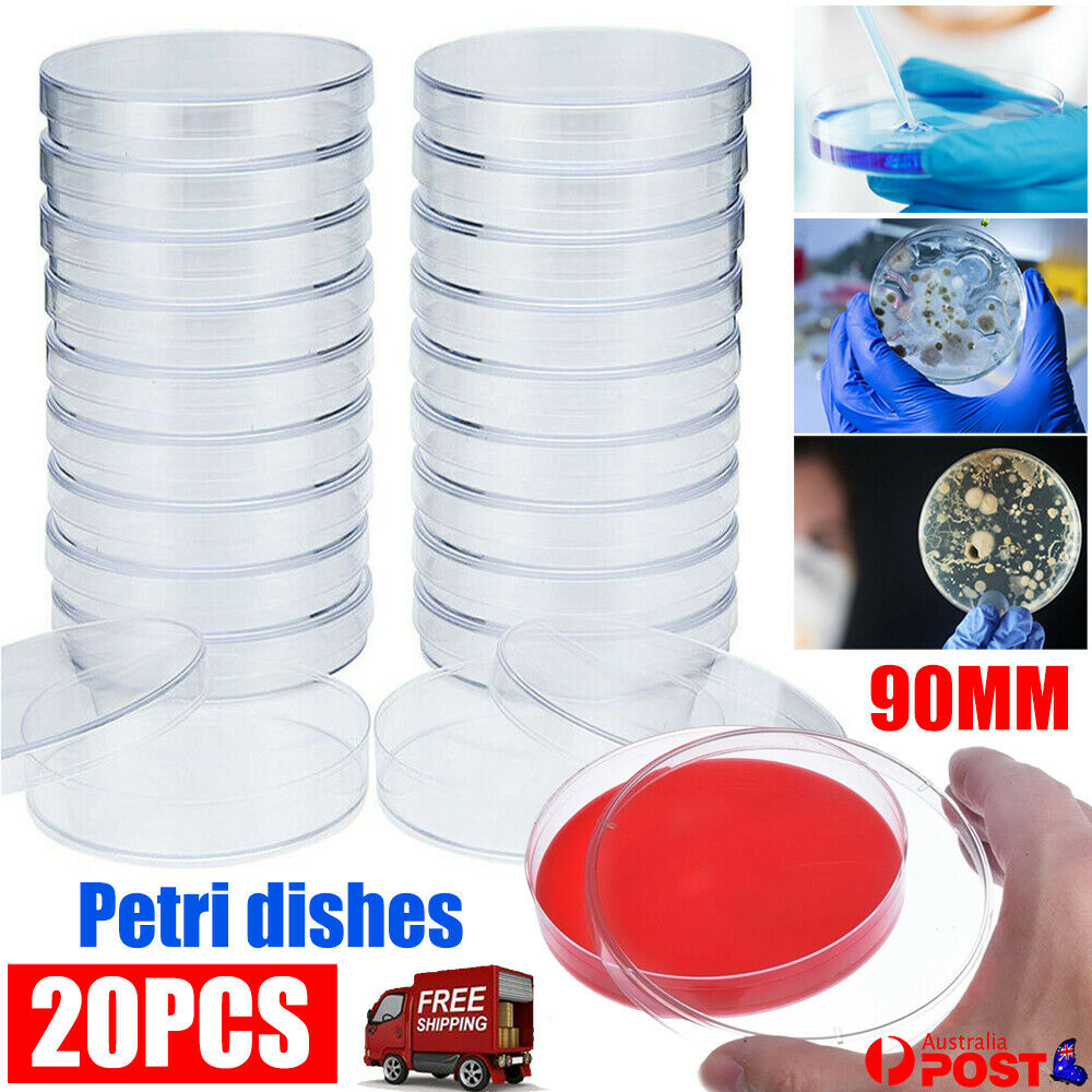 20Pcs Polystyrene Plastic Petri Dishes Plates With Lids 90mm 12g