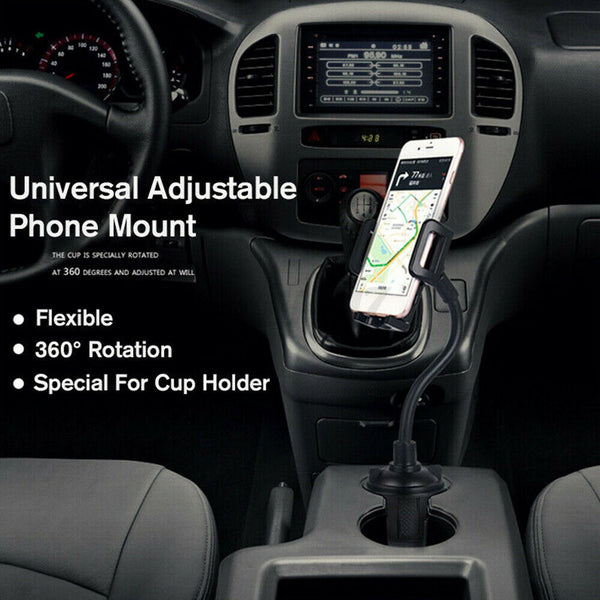 For Cell Phone 360° Adjustable Universal Car Mount Gooseneck Cup Holder Cradle