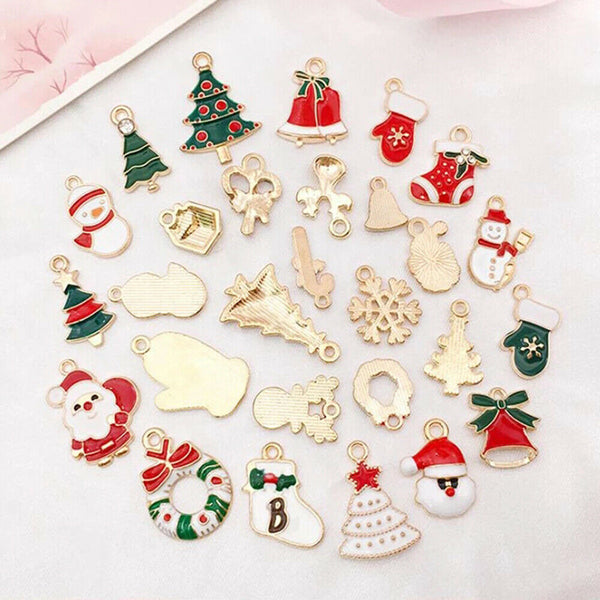 38Pcs Alloy Enamel Mixed Christmas Charms Pendant Decor Craft DIY Making Jewelry