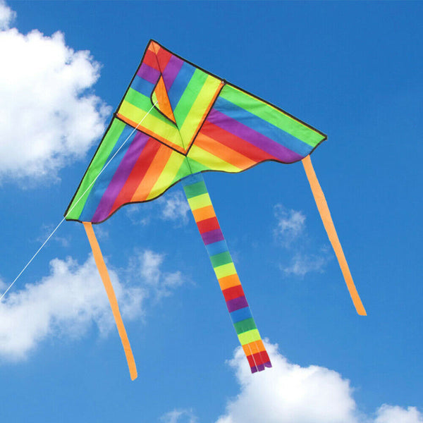 2 x Rainbow Triangle Kite Outdoor Children Fun Sports Kids Toys Gift Air Fly