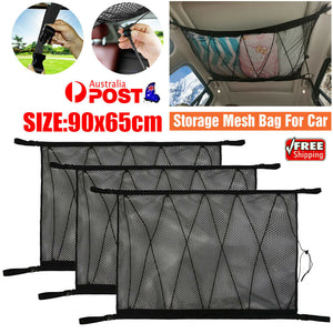 Car Roof Ceiling Cargo Net Mesh Storage Bag Pouch Pockets For SUV Van 90x65cm