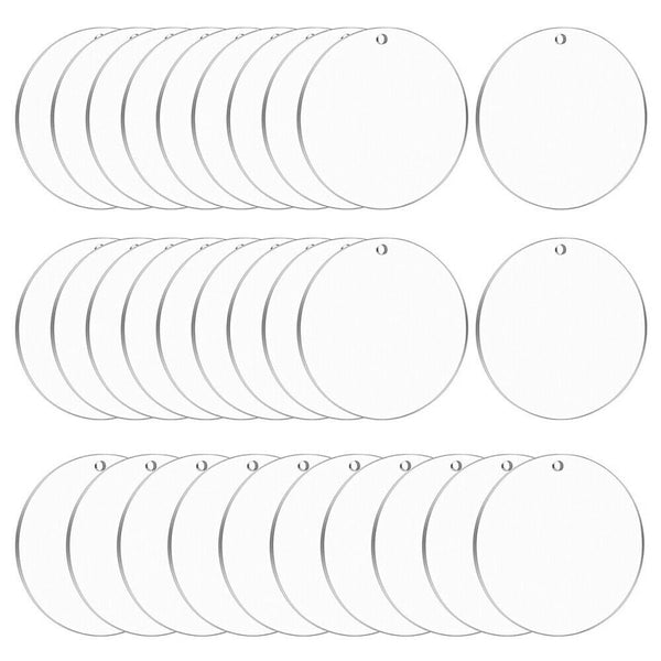 93pcs Clear Acrylic Circle Discs Keychain Blanks Tassel Pendant Key Ring DIY Set