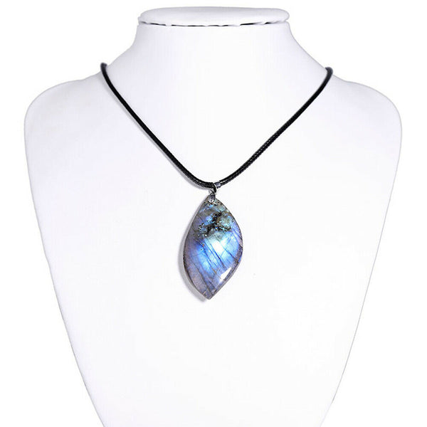 Natural Moonstone Labradorite Crystal Gemstone Reiki Healing Stone Necklace Gift