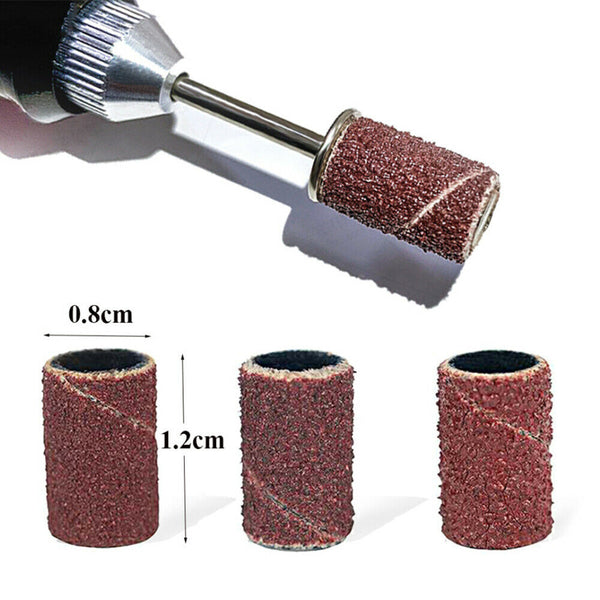 100PCS Nail Sanding Bands 80 120 240 for Electric Drill Machines Filing Bits