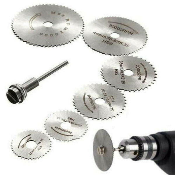 7PCS HSS Circular Saw Blade Set For Drill Dremel Rotary Tool Cutting Wheel Discs