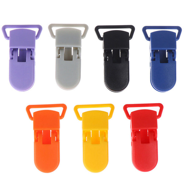 20 Random Colored Plastic Baby Pacifier Suspender Dummy Clip Badge Holder Craft