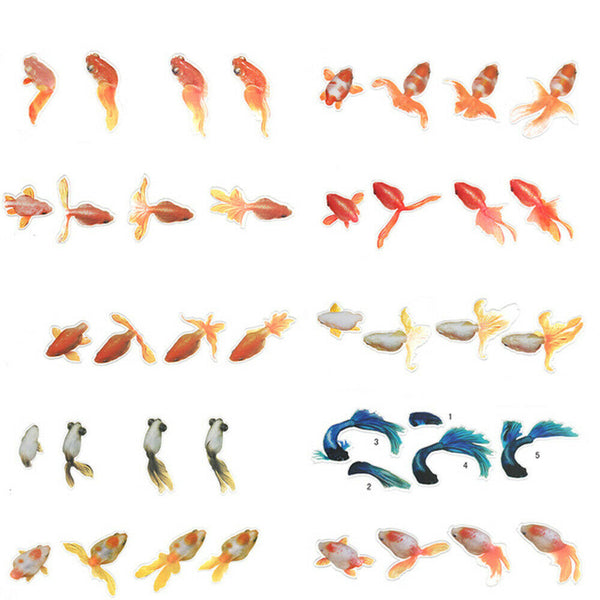 10Pcs Resin Painting Goldfish Sticker 3D Water Paint Clear Film DIY Decor Gift