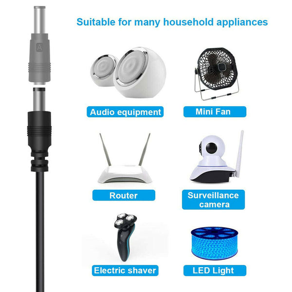 Universal Power Cable USB to DC 5.5 * 2.1mm Jack 5V Charging Cord 8 in 1 AU