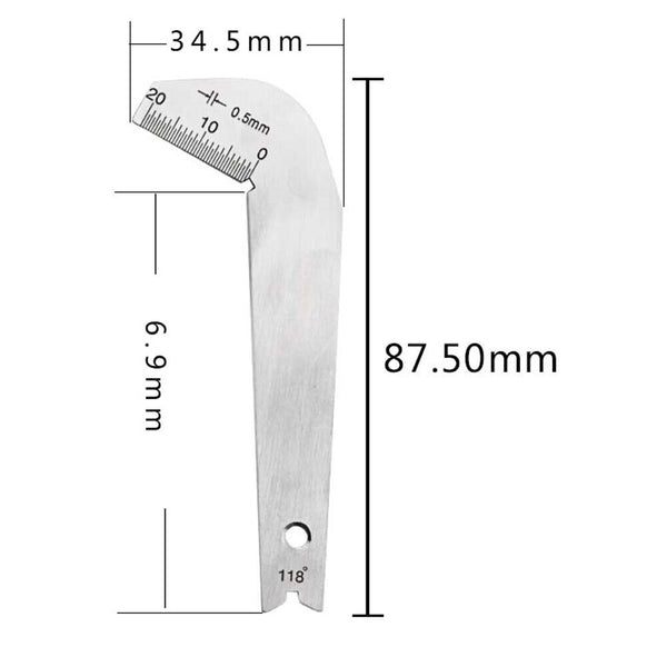 118 Degree Drill Bit Gauge Sharpening Angle Inspection Stainless Steel Tool