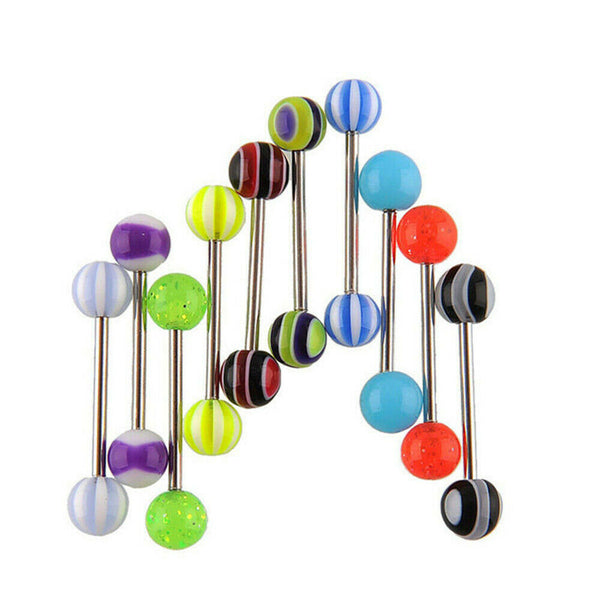 30/60pcs Mixed Color Tongue Ring Piercing Jewellery Tounge Different Barbell Bar