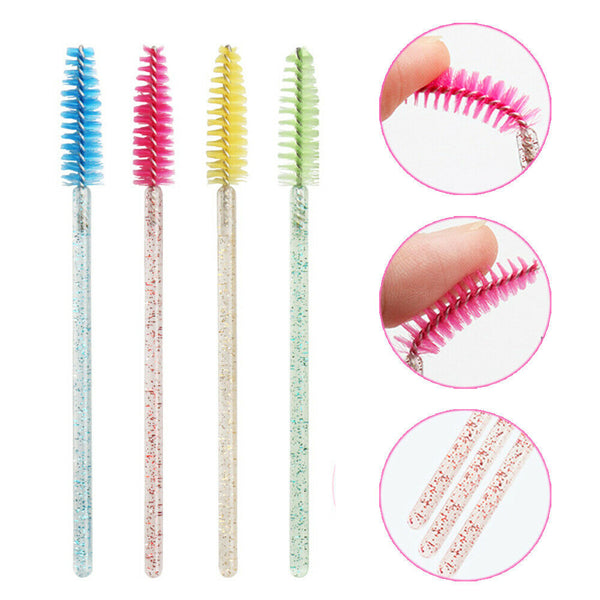 UP TO 100x Disposable Glitter Mascara Wands Lash Brush Eyelash Extensions Makeup