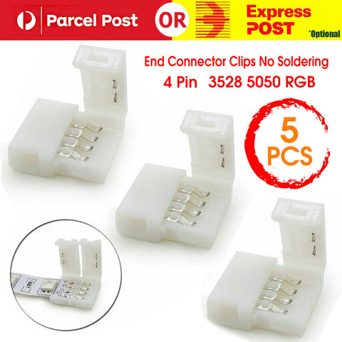 10mm 4 Pin 3528 5050 RGB End Connector Clips for LED Strip lights No Soldering