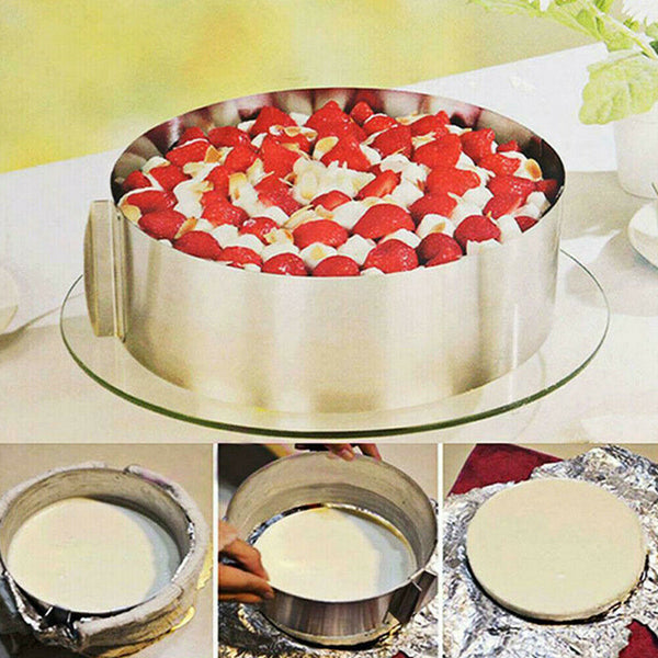 1PC Adjustable Stainless Steel Round Mould DIY Pastry Ring Tool For Mousse Cake