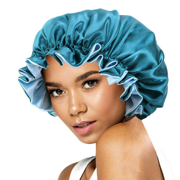 Adjustable Sleep Cap Elastic Satin Bonnet Wide Band Curly Hair Pure Sleeping Hat