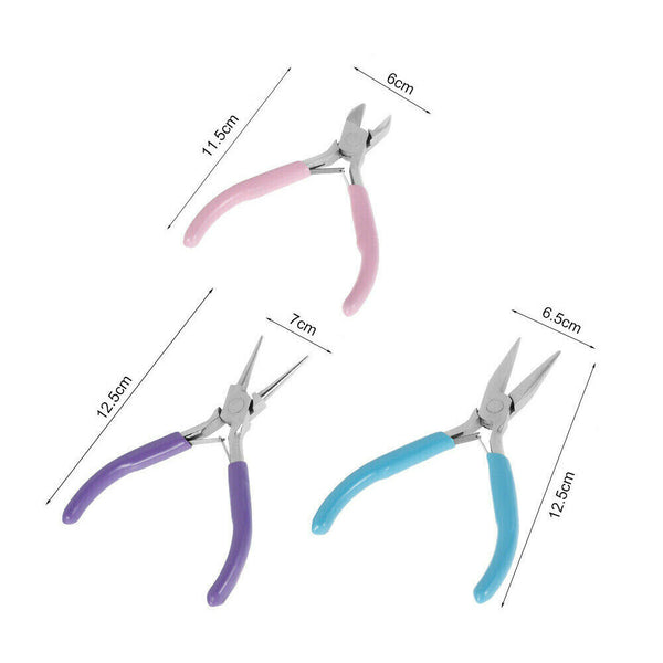 3PCS Round Nose Pliers Beading Jewellery Making Tools Wire Cutters Combo Tool