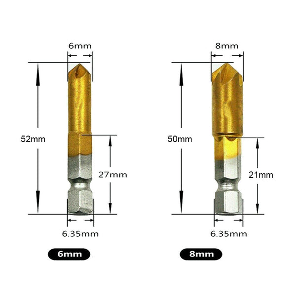 6Pcs Chamfer Countersink Deburring Drill Bit Crosshole Cutting Metal Tools AU