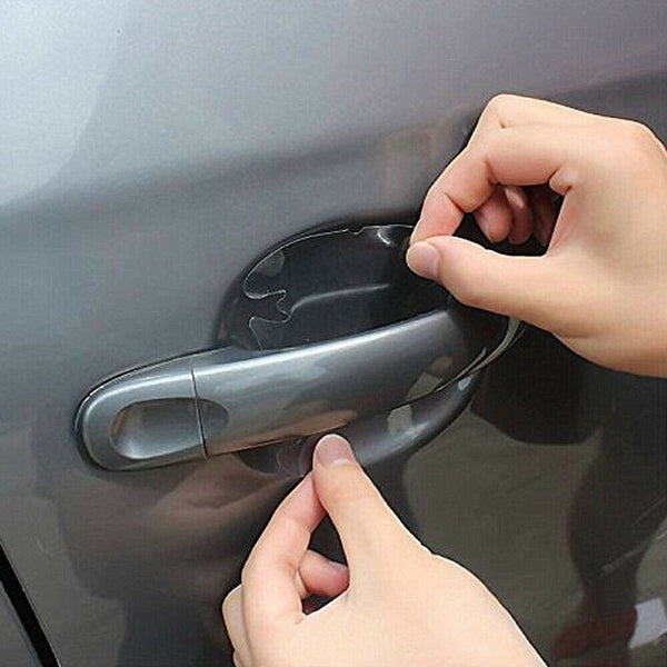 8pcs Car Door Handle Paint Scratch Protector Film Stickers Transparent Clear