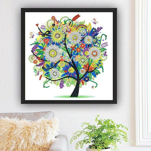 5D Diamond Painting Flower Tree Special Shaped Drill Crystal Mural Art Kit New