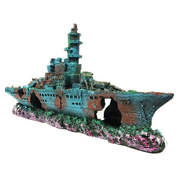 Aquarium Shipwreck Ship Fish Tank Resin Sunken Ship Fishing Hiding Pot Decor