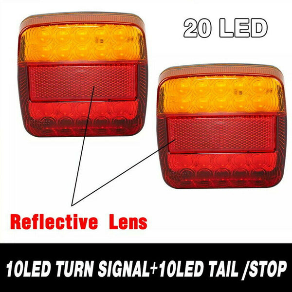 Pair LED Square Tail light 12V trailer truck number taillight STOP/BRAKE lights