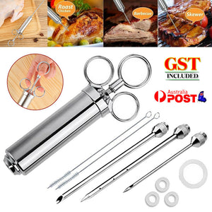 Meat Seasoning Injector Syringe Kit Marinade Turkey Basting Flavor Food BBQ Tool