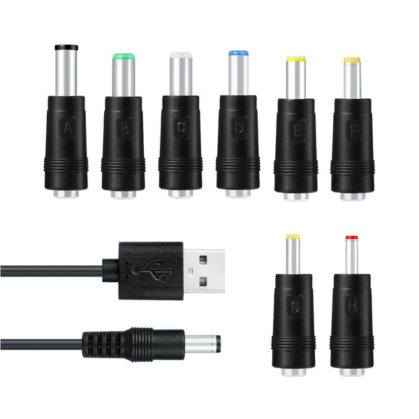 Universal Power Cable USB to DC 5.5 * 2.1mm Jack 5V Charging Cord 8 in 1 AU