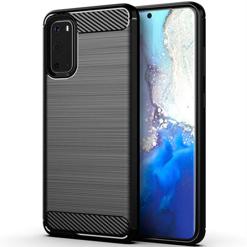 For Samsung Galaxy S20 Ultra S20+ Shockproof Rubber Slim Carbon Fiber Case Cover