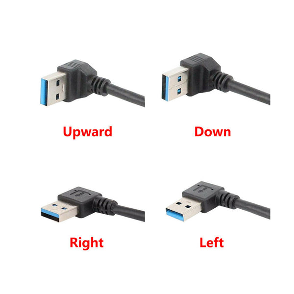 USB 3.0 Type A 90 Degree Left Right Angle Extension Cable Male to Female Adapter