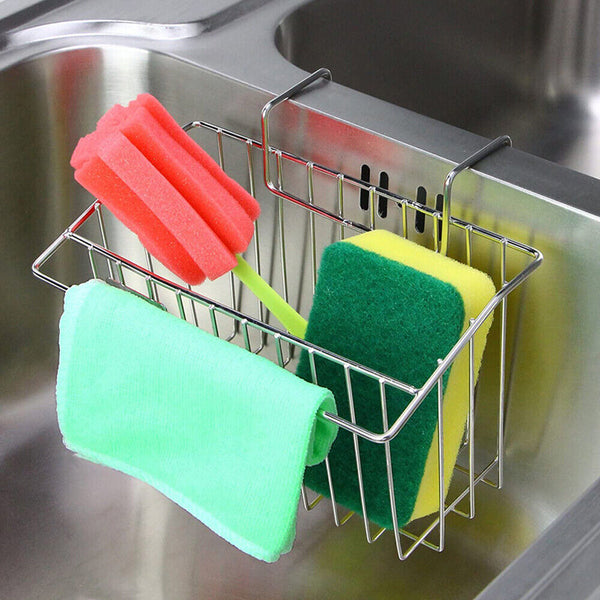 Stainless Steel Kitchen Sink Caddy Tidy Storage Holder Rack Cleaning Organizer