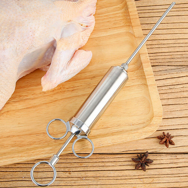 Meat Seasoning Injector Syringe Kit Marinade Turkey Basting Flavor Food BBQ Tool