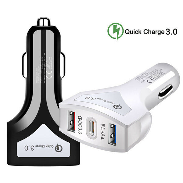 PD Fast Charging QC3.0 3.4A Car Charger Plug Multi USB-C Adapter Quick Charge