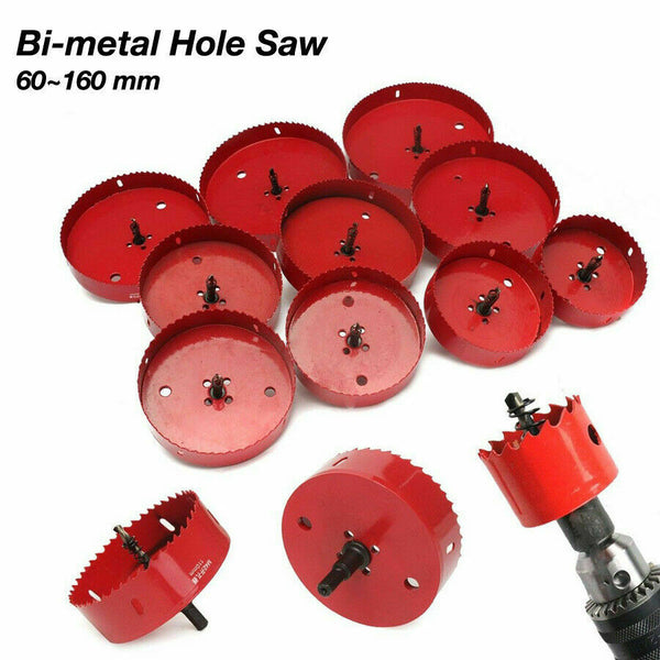 60-160mm M42 Bi-Metal Hole Saw With Arbor Metal Sheet Cutting Wood Plaster AU