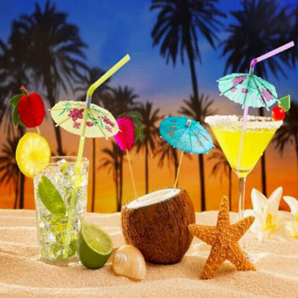 Cocktail Umbrella Drinking Straws Parasol Tropical Party Club Beverage Straws