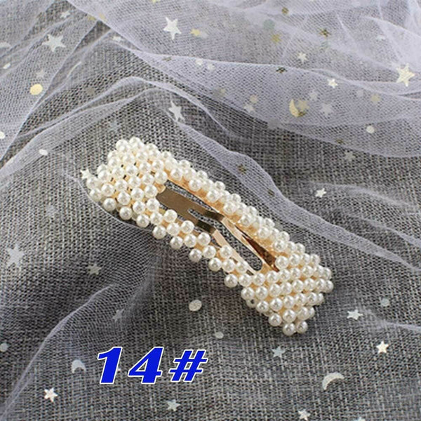 Popular Women Pearl Hair Clip Snap Barrette Stick Hairpin Hair Accessories Gift