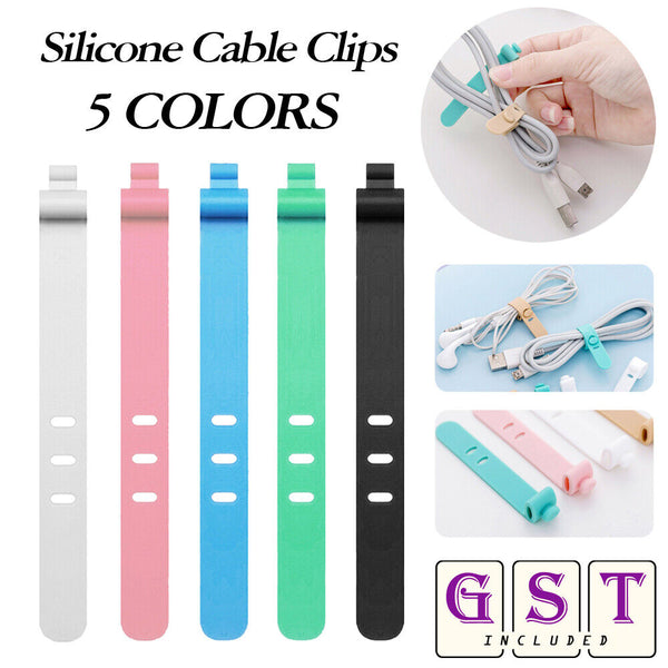 10pcs Silicone Organiser Tie Cable Earphone Cord Clip Holder Headphone Winder