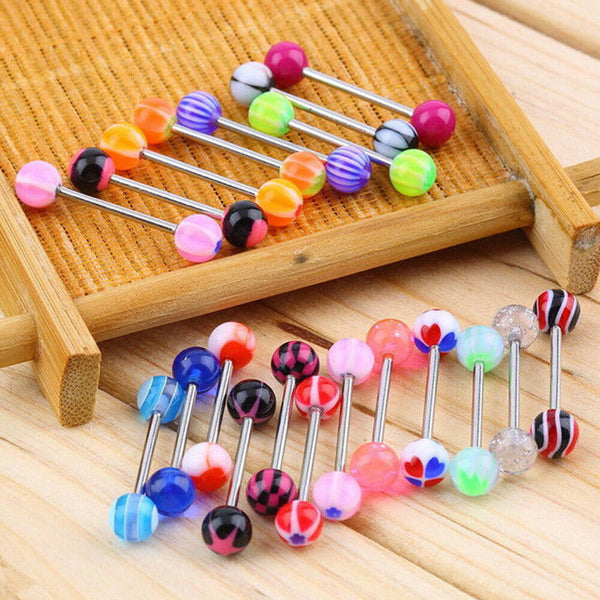 30/60pcs Mixed Color Tongue Ring Piercing Jewellery Tounge Different Barbell Bar