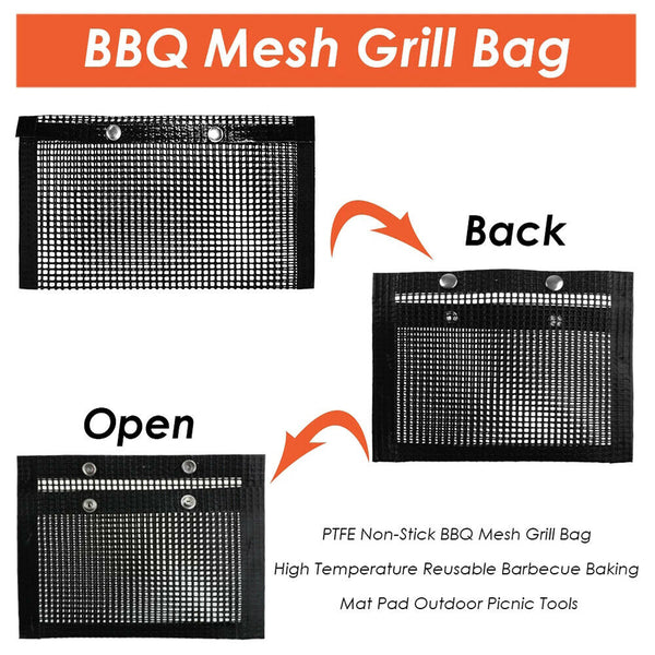 BBQ Grill Grid Bag Non-Stick Mesh Barbeque Reusable Grilling Baking Net Outdoor