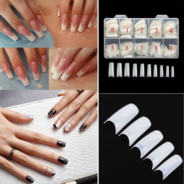 500PCS/ Box Clear Solid Natural French False Acrylic Nail Art Tips UV Gel DIY