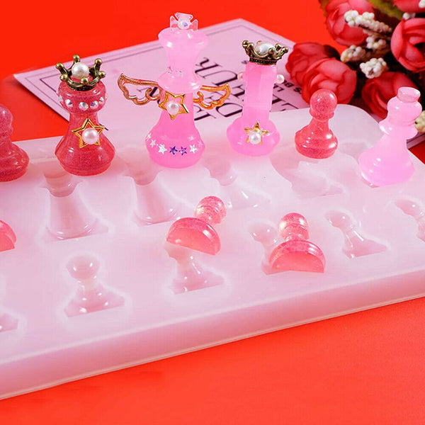 International Chess Set Silicone Resin Mold Jewelry Pendant Epoxy Casting Mould