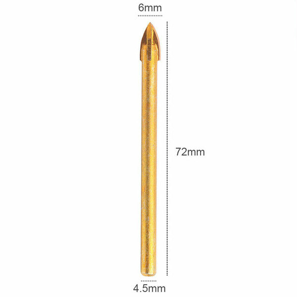 10x Titanium Ceramic Tile Glass Drill Bit Tungsten Carbide Cross Spear Head 6mm