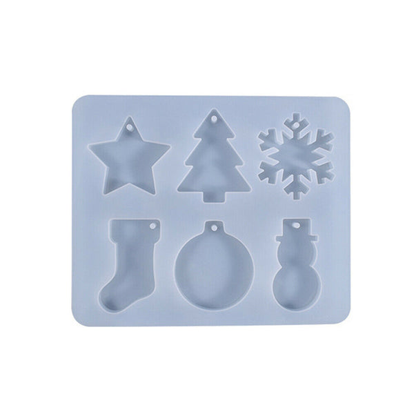 Christmas Snowflake Snowman Epoxy Resin Mold Pendants Ornaments Silicone Mould