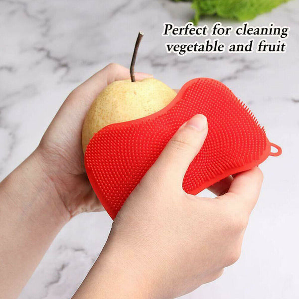 1~4PCS Home Kitchen Silicone Scrubber Sponge Brush Dish Pot Pan Washing Cleaning