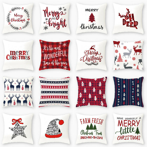 Christmas Cushion Cover Throw Waist Bolster Pillow Case Sofa Home Party Decor