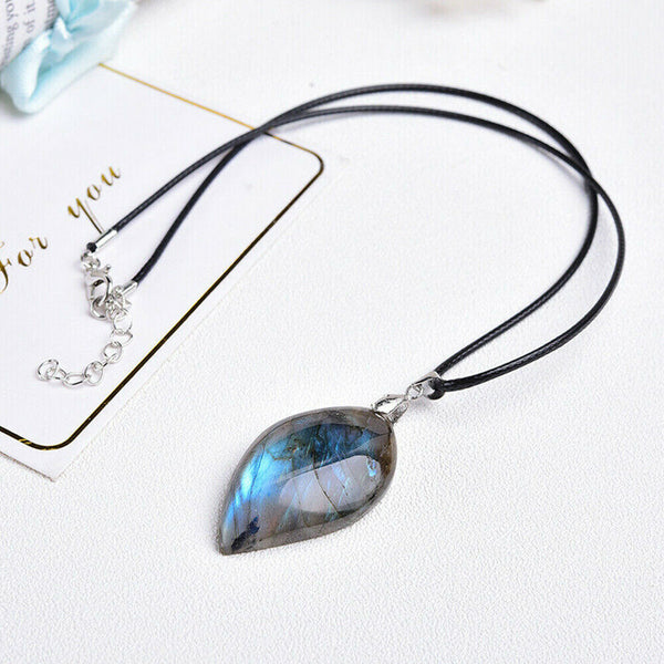 Natural Moonstone Labradorite Crystal Gemstone Reiki Healing Stone Necklace Gift