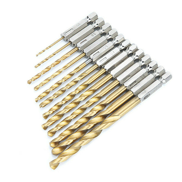 13Pcs HSS Hex Shank Quick Change Titanium Coated Shank Twist Drill Bit Set AU