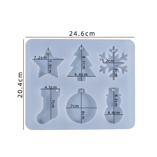 Christmas Snowflake Snowman Epoxy Resin Mold Pendants Ornaments Silicone Mould