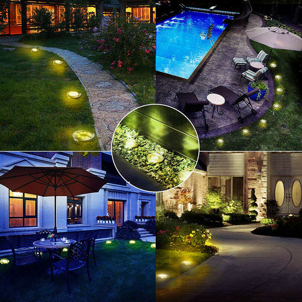 8/12x Solar Powered LED Buried Inground Recessed Light Garden Outdoor Deck Path