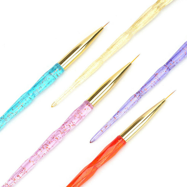 5Pcs Unicorn Nail Art Brushes Crystal Sable Detailer Thin Liner Dotting Tool