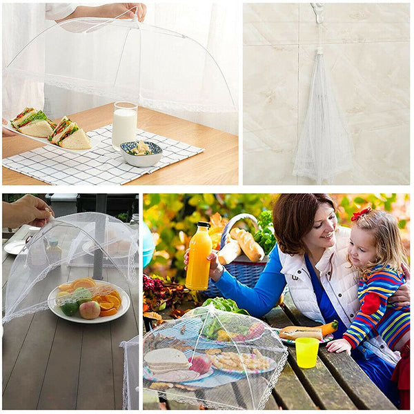 2PCS Large Collapsible Mesh Food Covers Dome Pop Up Umbrella Fly Wasp Net 45CM